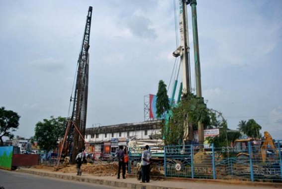 Construction of Agartalaâ€™s flyover in full swing, drilling underway from Battala-Bordowali